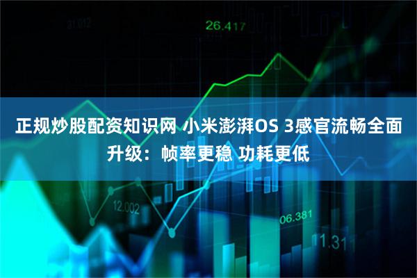 正规炒股配资知识网 小米澎湃OS 3感官流畅全面升级：帧率更稳 功耗更低