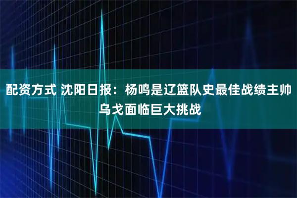 配资方式 沈阳日报：杨鸣是辽篮队史最佳战绩主帅 乌戈面临巨大挑战
